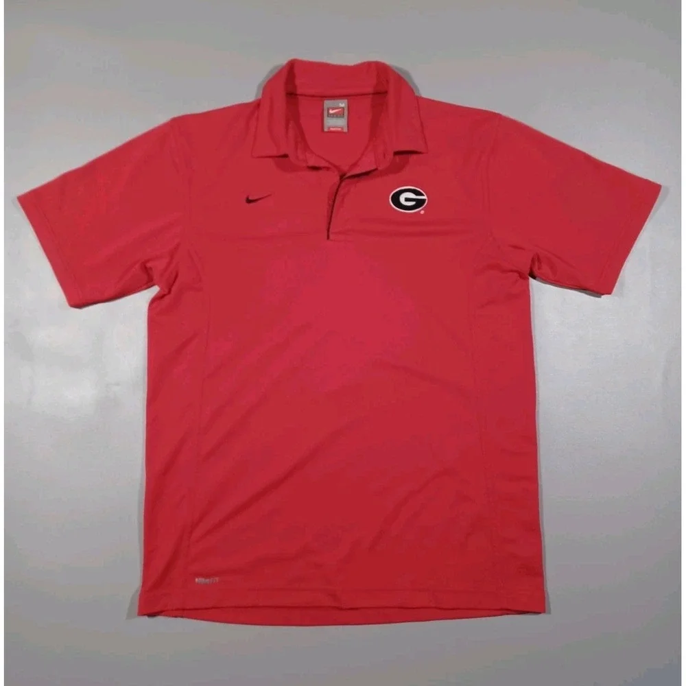 Georgia Bulldogs Shirt Mens M Red Polo Nike Fit‎ Dry Embroidered Logo